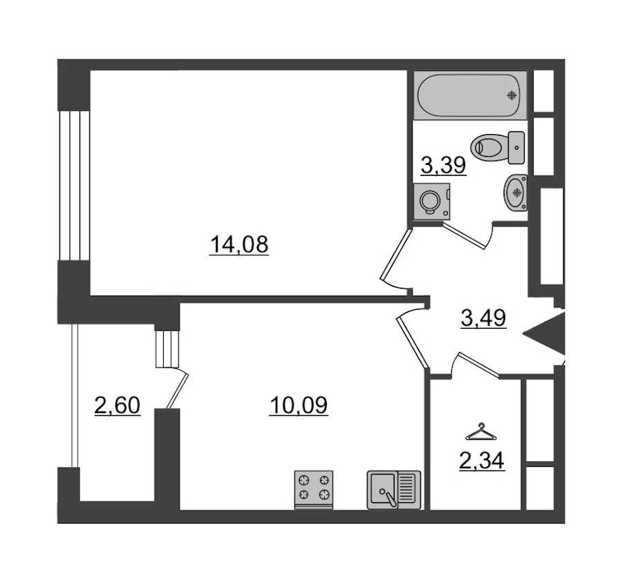 Однокомнатная квартира в : площадь 34.69 м2 , этаж: 3 – купить в Санкт-Петербурге